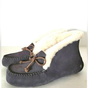 UGG WOMEN ALENA NIGHTFALL GREY MOCCASIN SLIPPERS SIZE 8